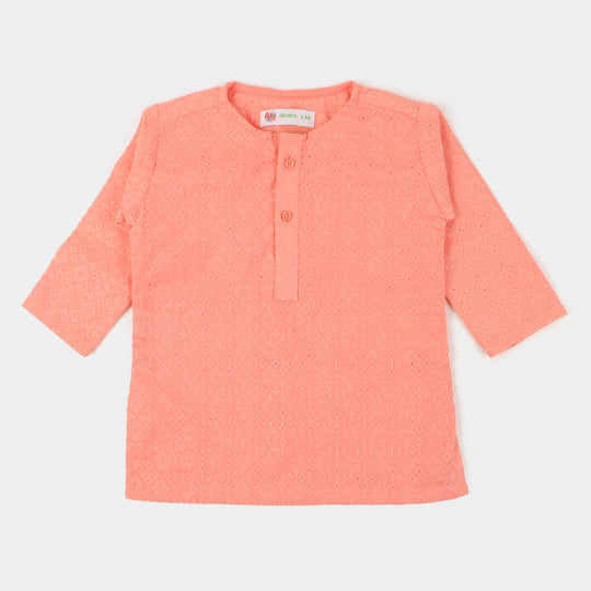 Infant Boys Basic Chicken Kurta - Peach