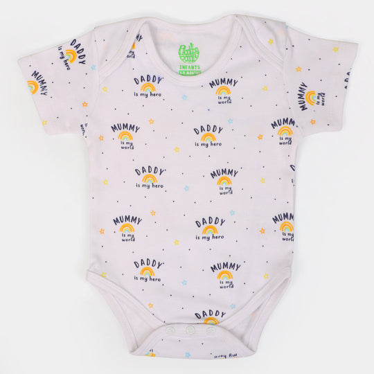 Infant Cotton Basic Romper Unisex Mummy Daddy - White