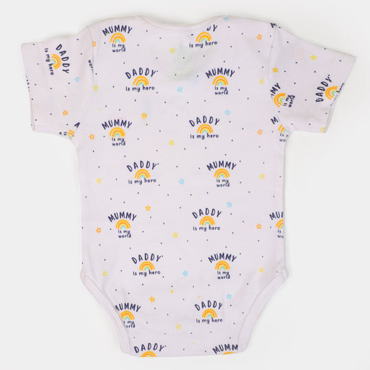 Infant Cotton Basic Romper Unisex Mummy Daddy - White