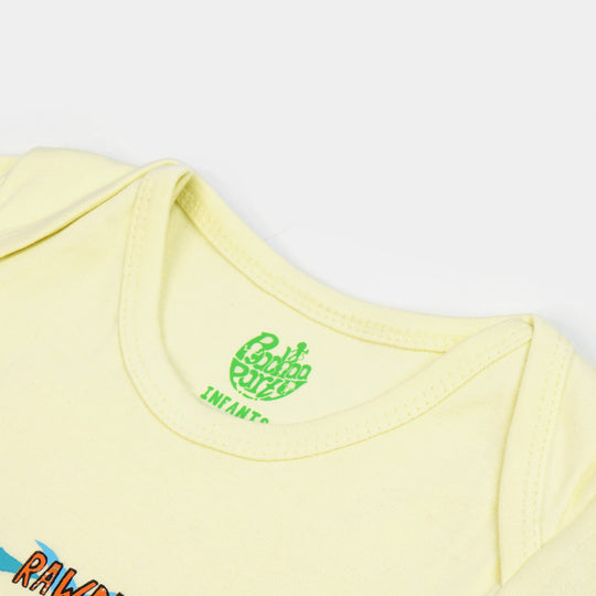 Infant Cotton Basic Romper Unisex Rawr - Light Yellow