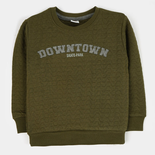 Girls Quilted Sweatshirt - Olive