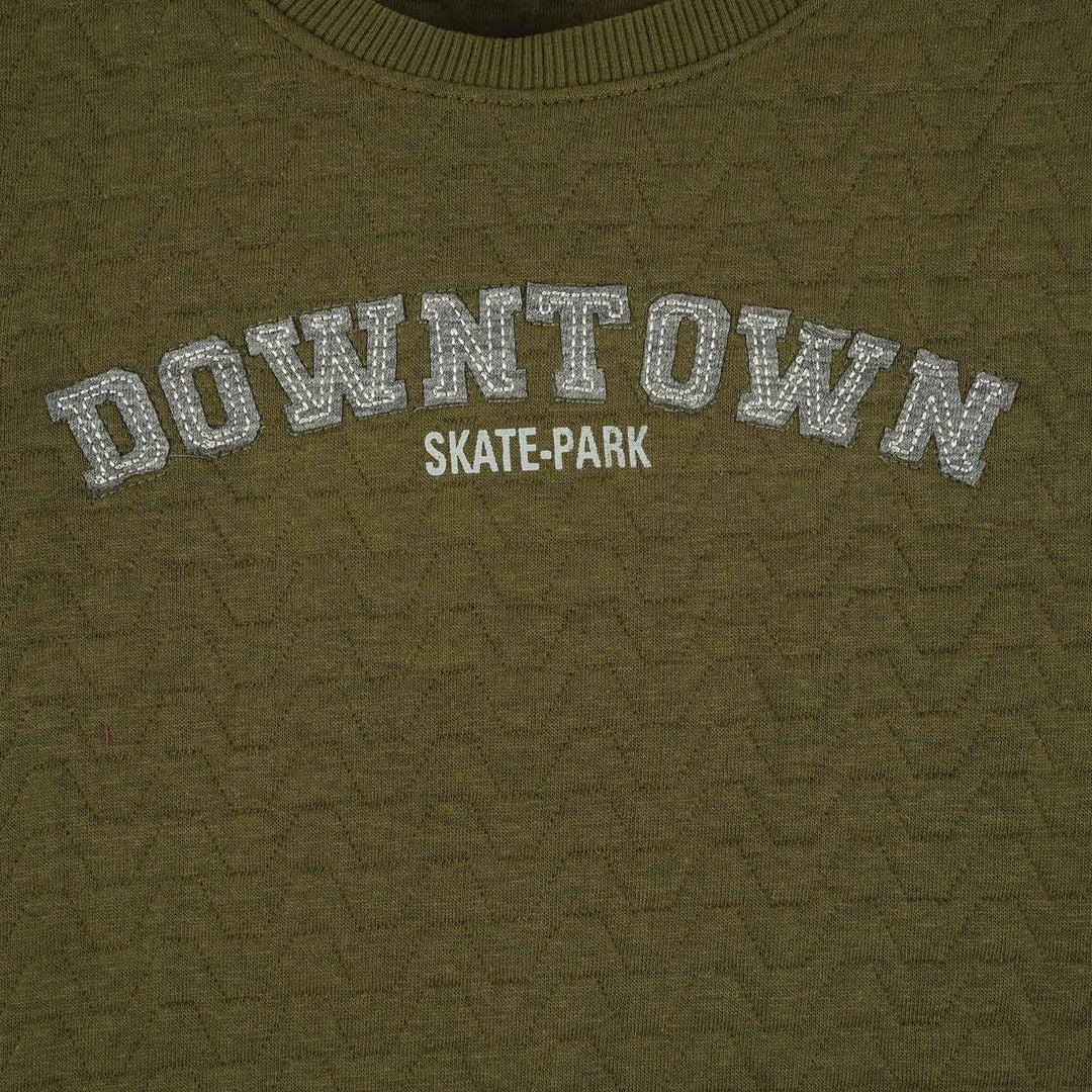 Girls Quilted Sweatshirt - Olive