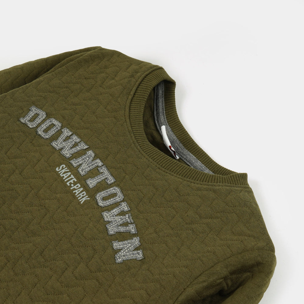 Girls Quilted Sweatshirt - Olive
