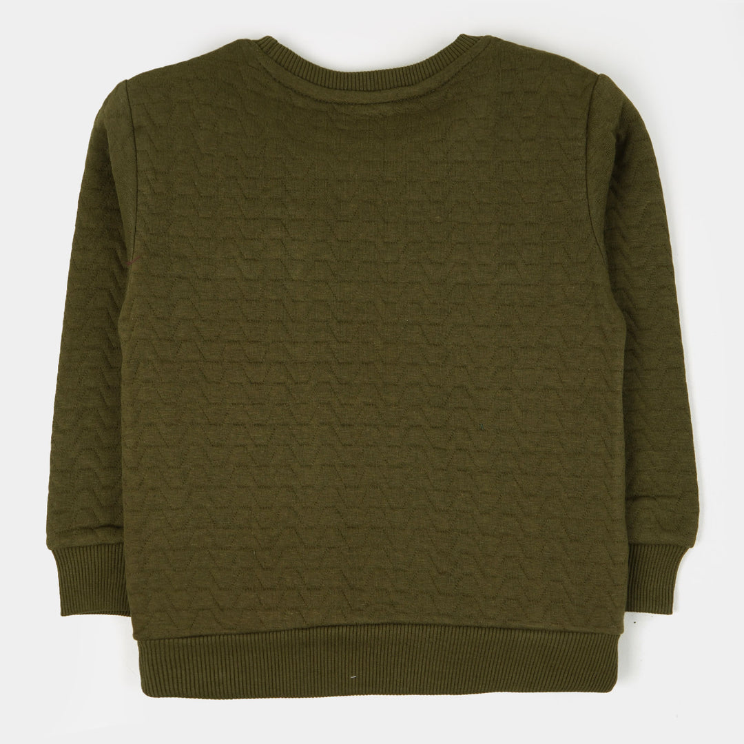 Girls Quilted Sweatshirt - Olive