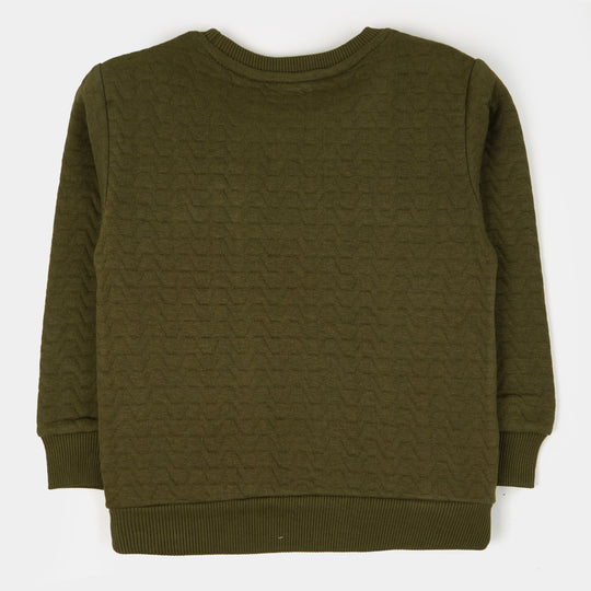 Girls Quilted Sweatshirt - Olive