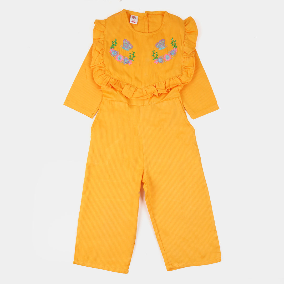 Girls EMB Jumpsuit Butterflies - Citrus