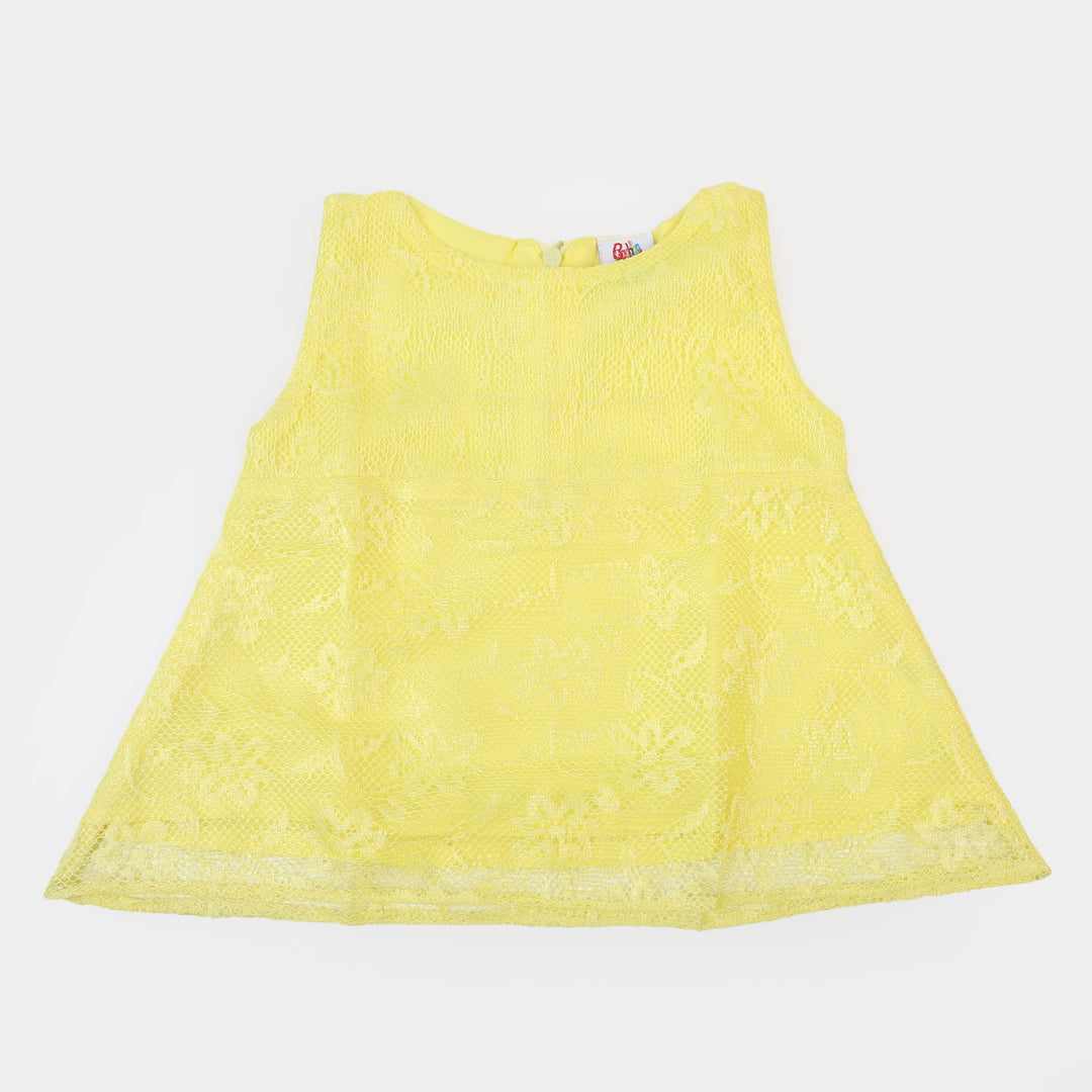 Infant Girls Net Casual Top  - Light Yellow