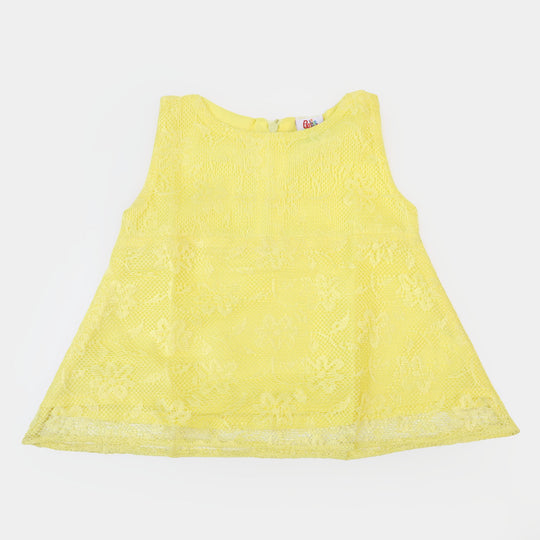 Infant Girls Net Casual Top  - Light Yellow