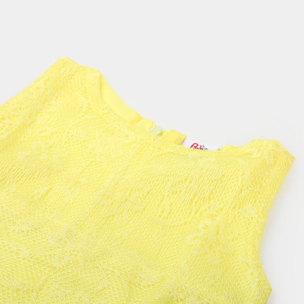 Infant Girls Net Casual Top  - Light Yellow