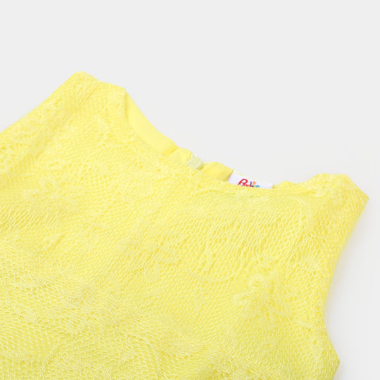 Infant Girls Net Casual Top  - Light Yellow