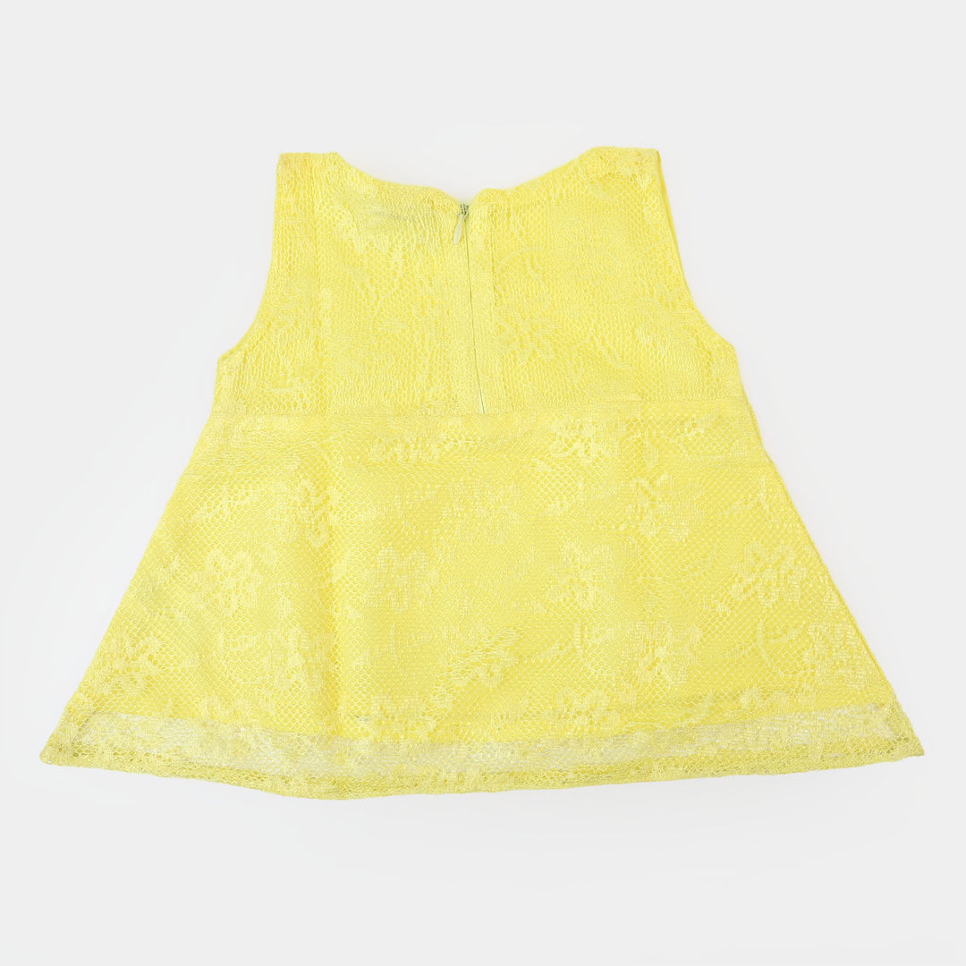 Infant Girls Net Casual Top  - Light Yellow