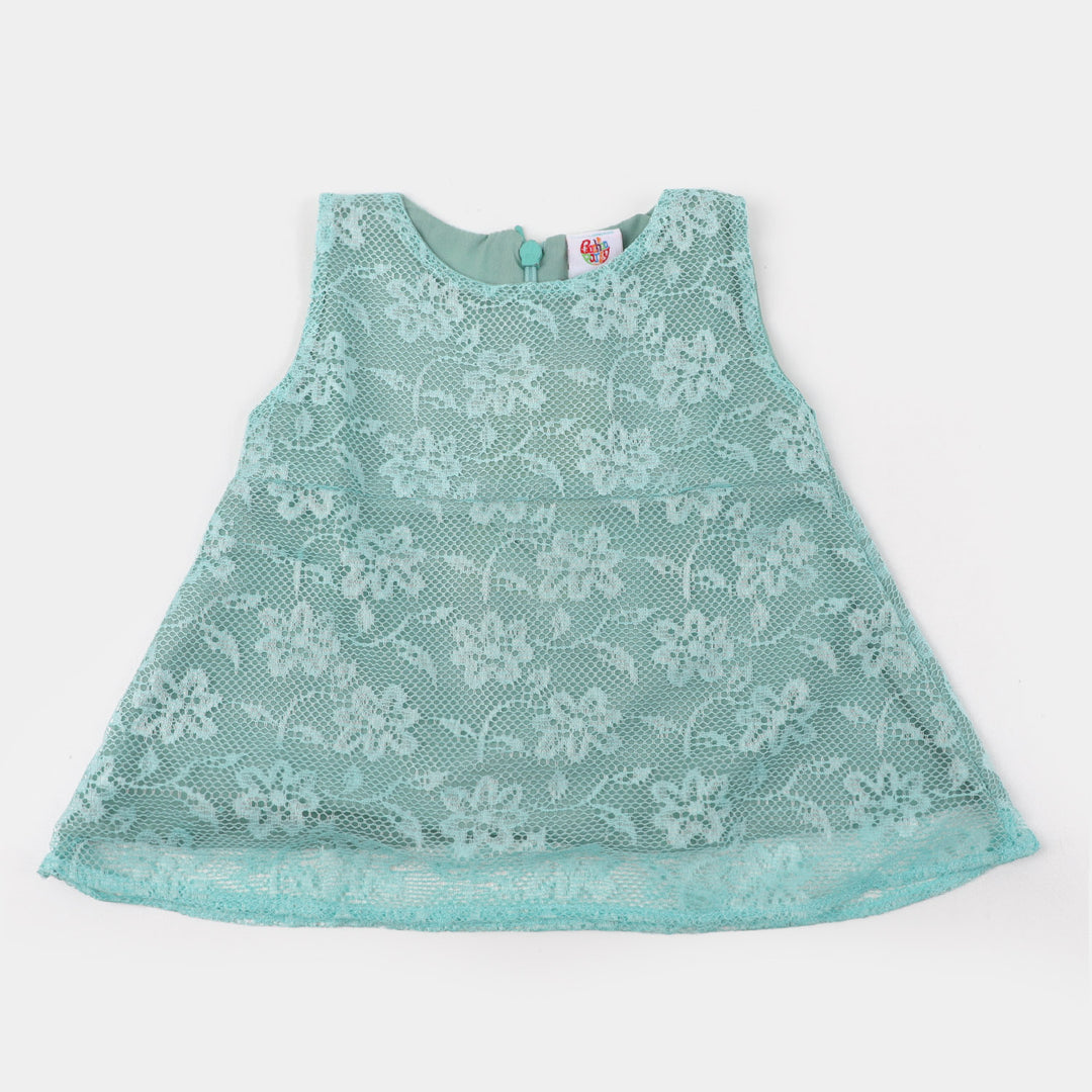 Infant Girls Net Casual Top - Aqua Green