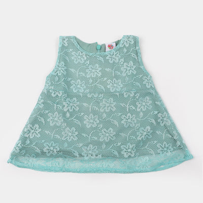 Infant Girls Net Casual Top - Aqua Green