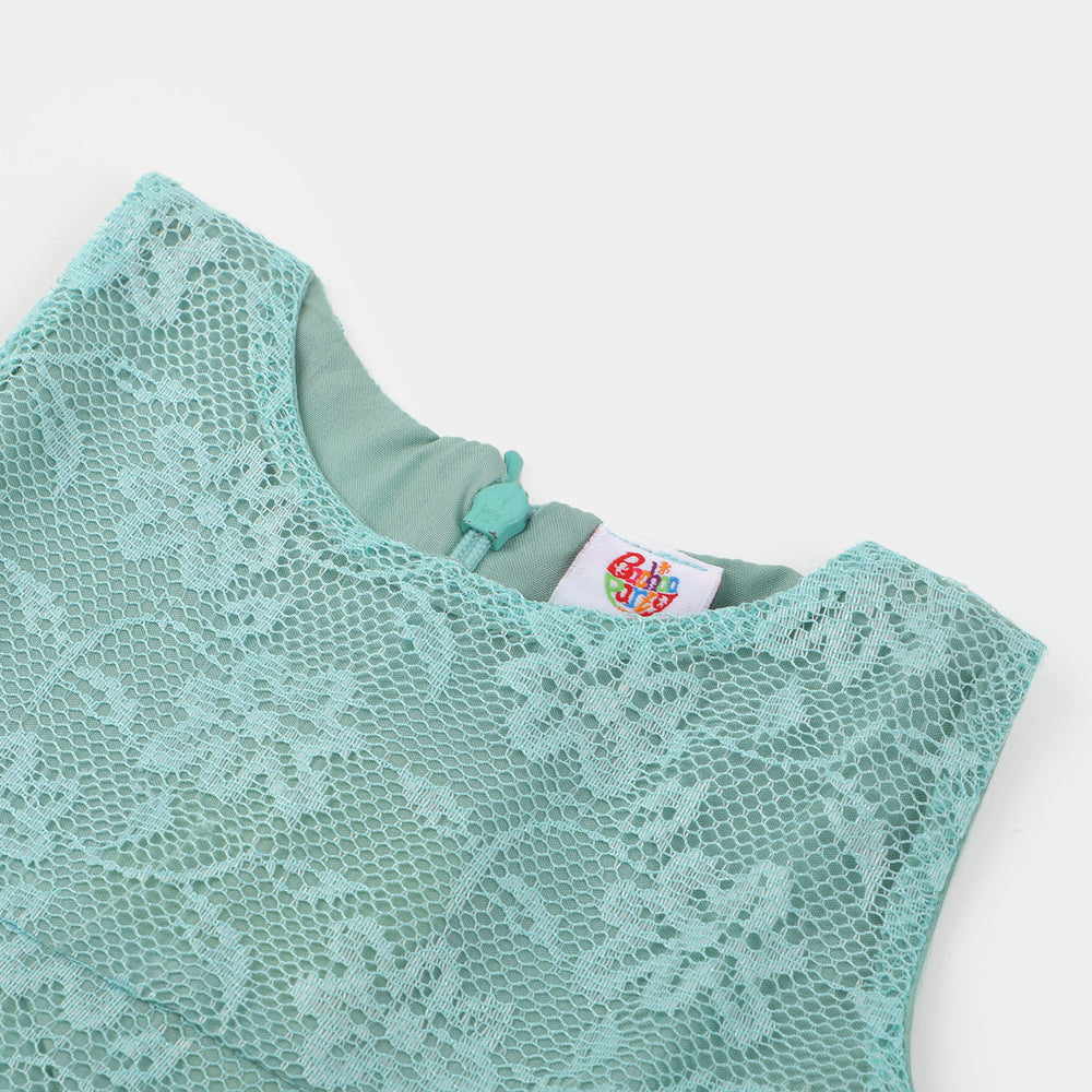 Infant Girls Net Casual Top - Aqua Green