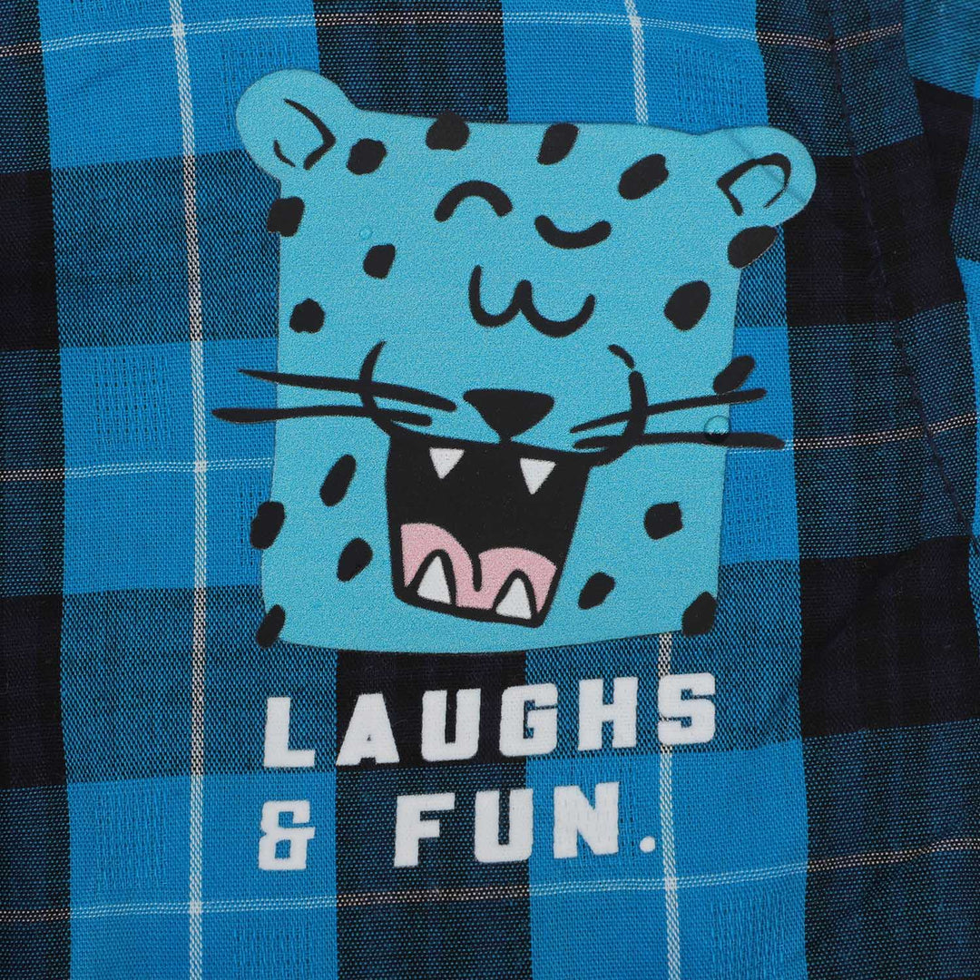 Infant Boys Cotton Casual Shirt Laugh & Fun - Blue Check