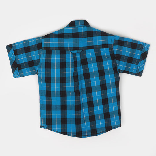 Infant Boys Cotton Casual Shirt Laugh & Fun - Blue Check