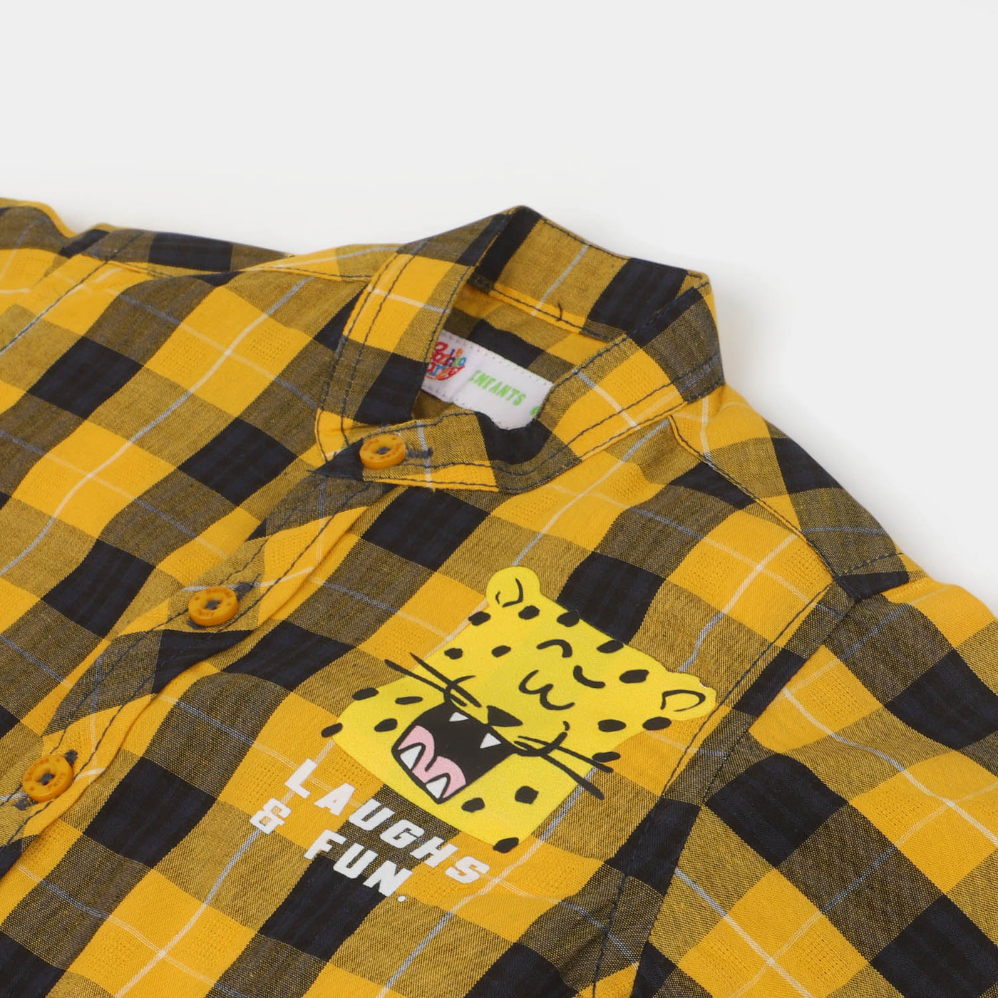 Infant Boys Cotton Casual Shirt Laugh & Fun - Yellow Check