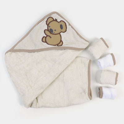 Baby Bath Towel + 4PCs Face Towel - Bear