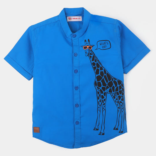 Boys Cotton Casual Shirt What's Up | Royal Blue