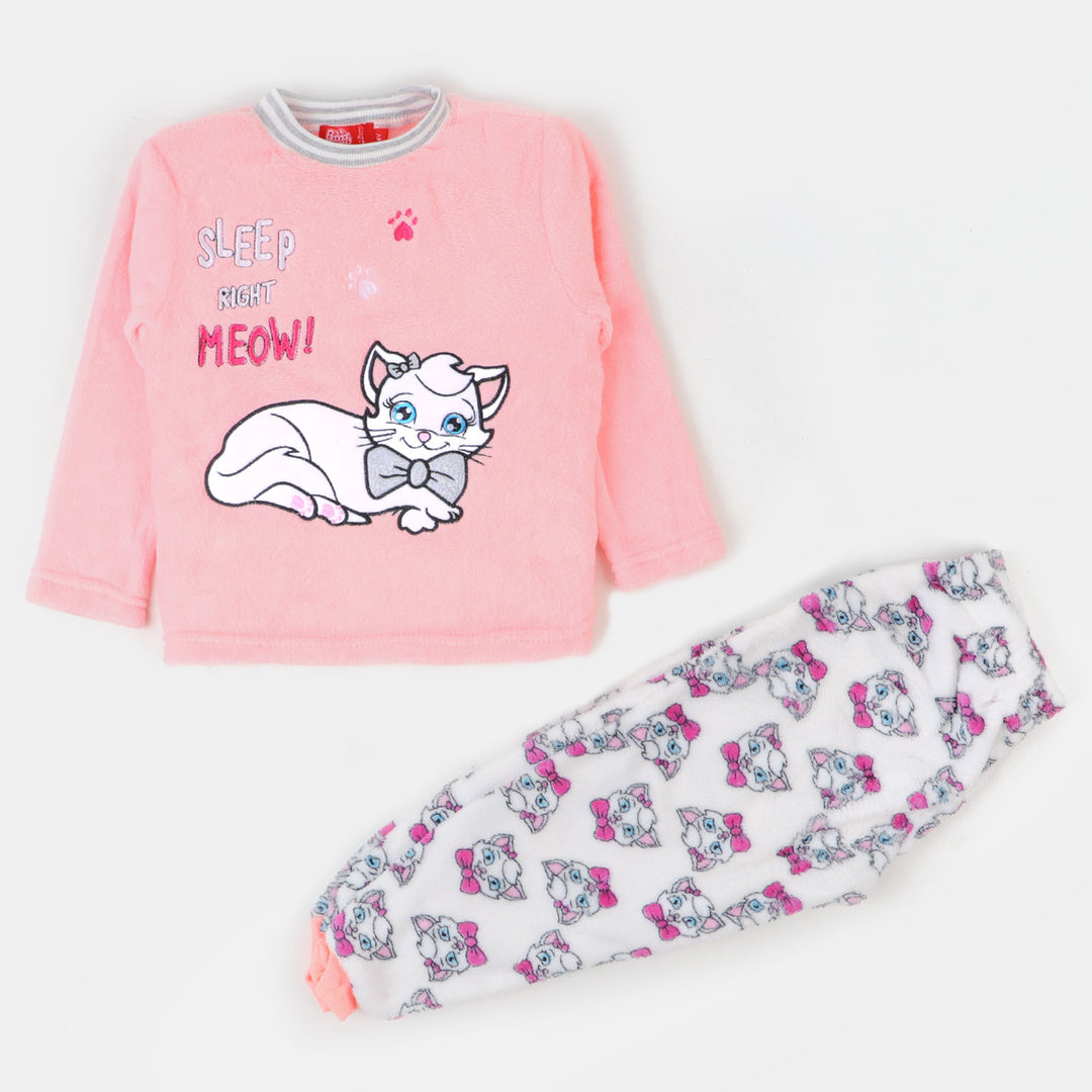 Girls 2 PCs Suit Sleep Right Meow -Pink
