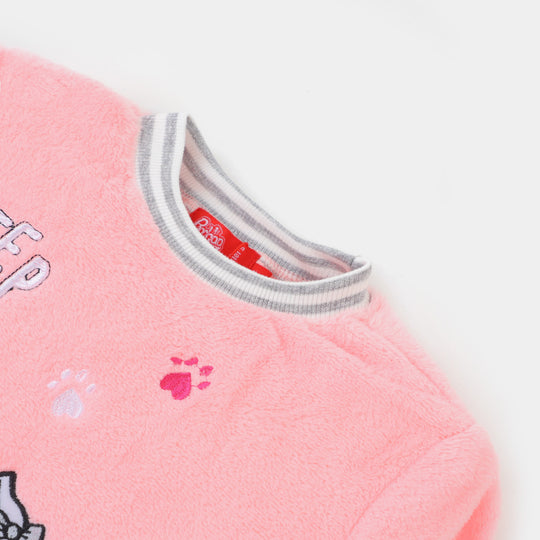Girls 2 PCs Suit Sleep Right Meow -Pink