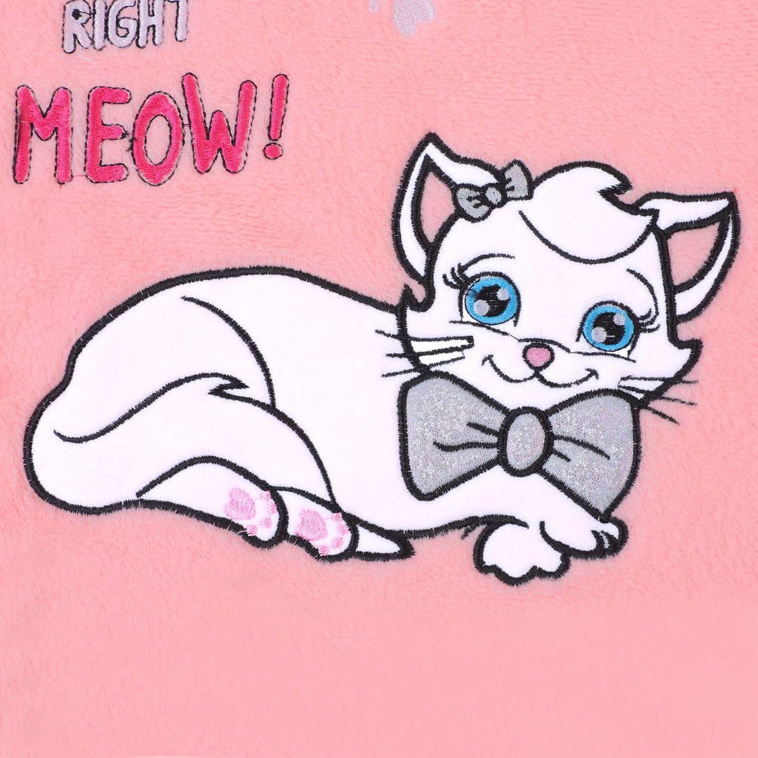 Girls 2 PCs Suit Sleep Right Meow -Pink