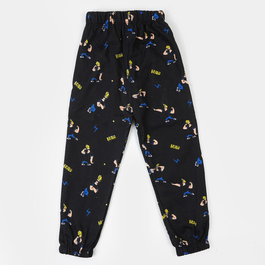 Boys Terry And Fleece Character Pajama - BLACK