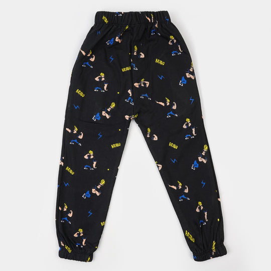 Boys Terry And Fleece Character Pajama - BLACK