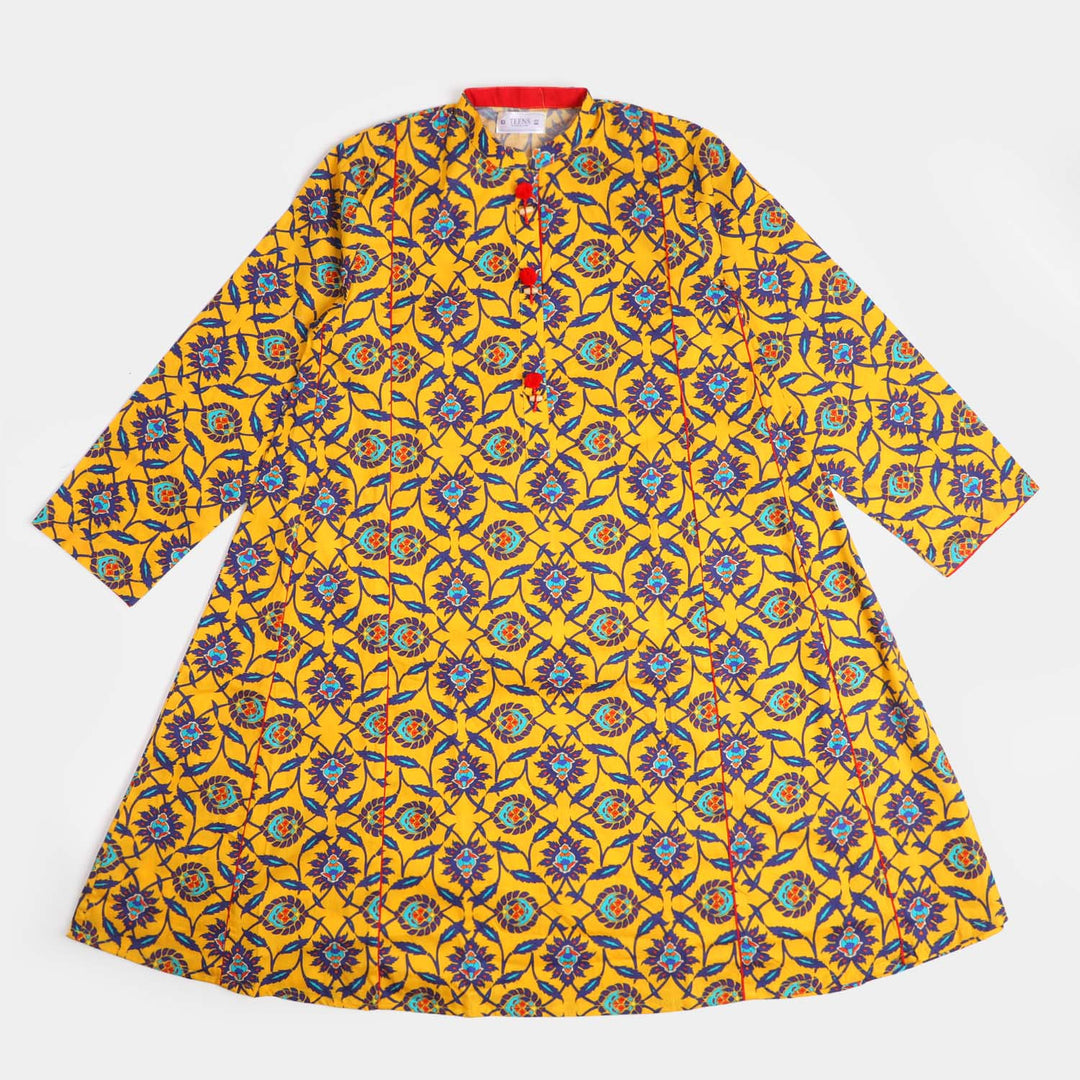 Teens Girls Digital Print Kurti Flower Paradise - Multi