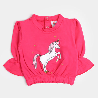 Infant Girls Sweatshirt Unicorn - Hot Pink