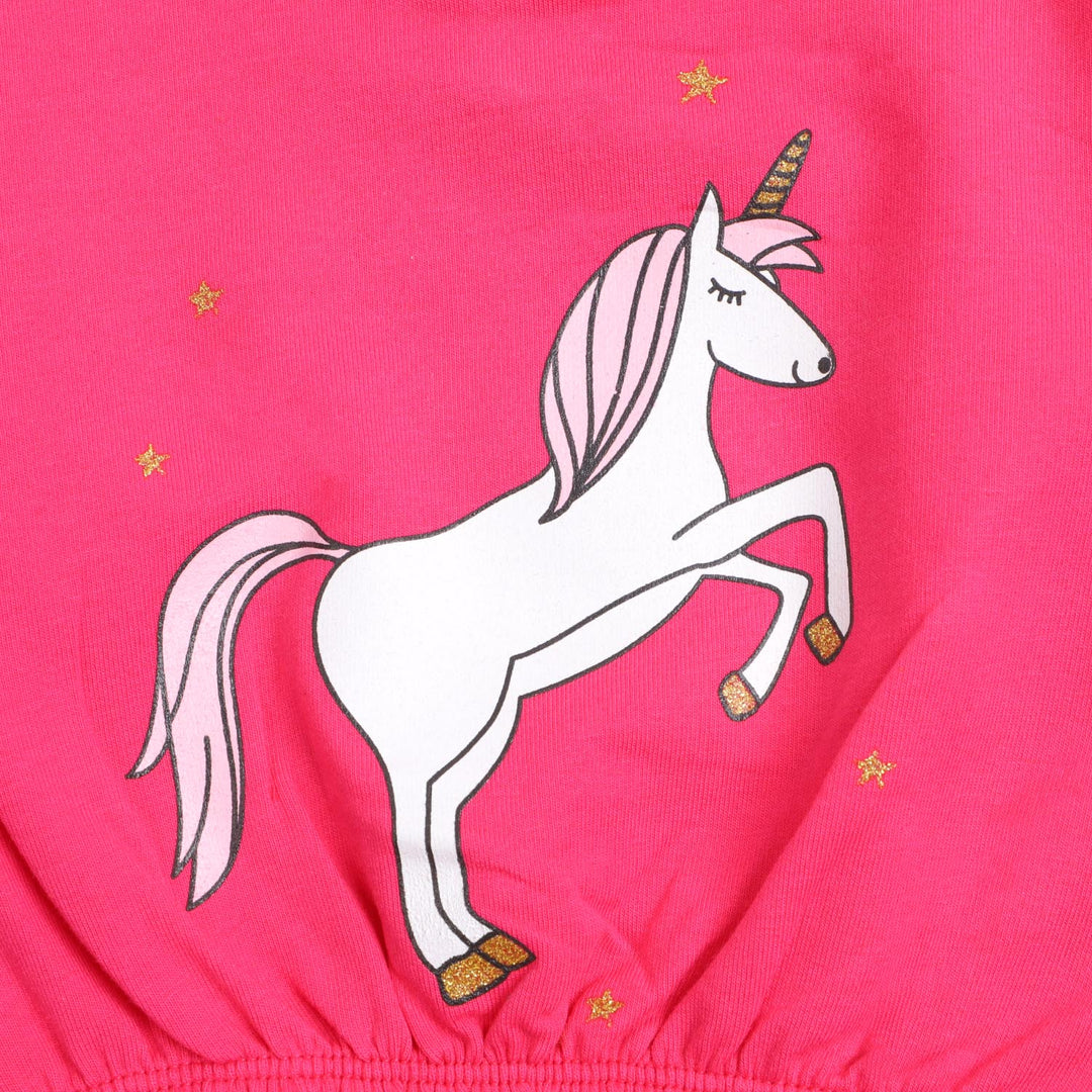 Infant Girls Sweatshirt Unicorn - Hot Pink