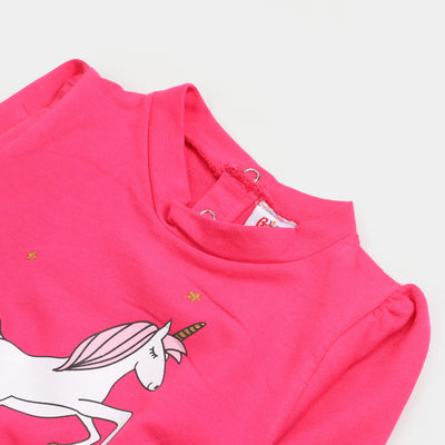 Infant Girls Sweatshirt Unicorn - Hot Pink