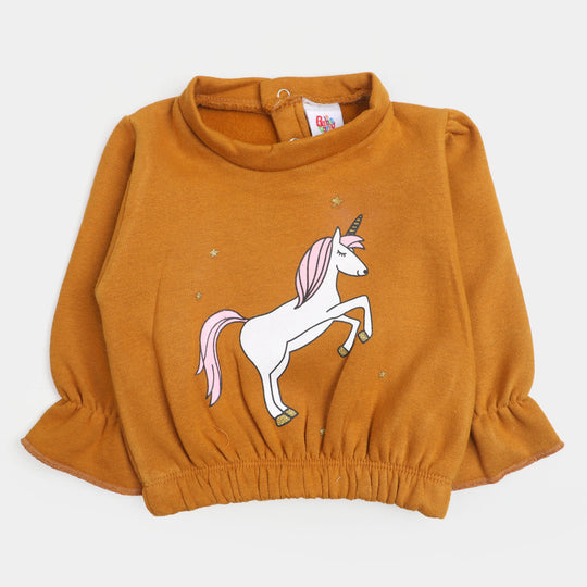 Infant Girls Sweatshirt Unicorn - BROWN