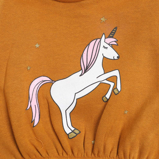 Infant Girls Sweatshirt Unicorn - BROWN