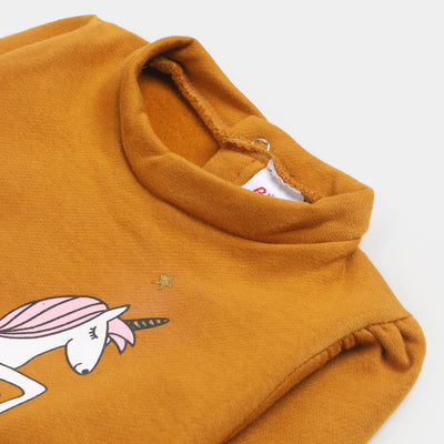 Infant Girls Sweatshirt Unicorn - BROWN