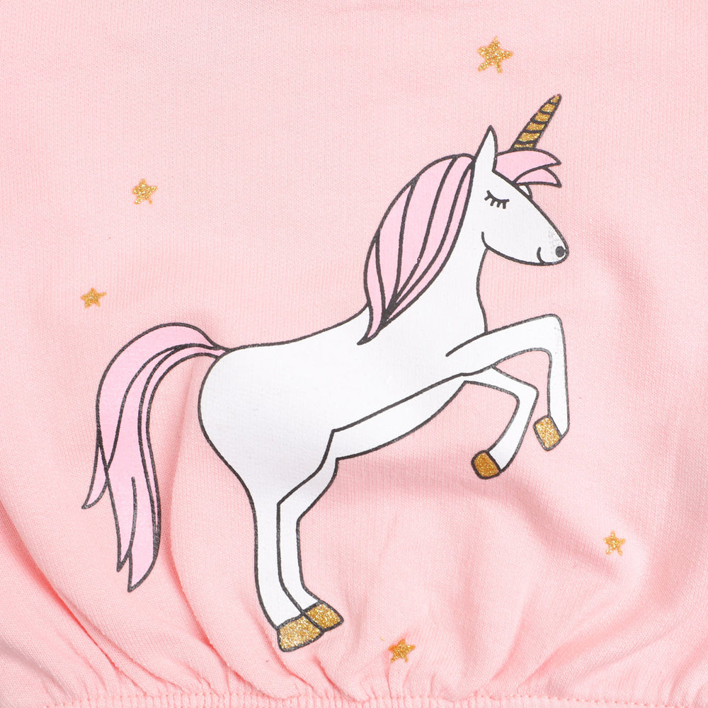 Infant Girls Sweatshirt Unicorn - Baby Pink