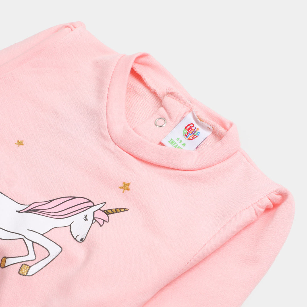 Infant Girls Sweatshirt Unicorn - Baby Pink