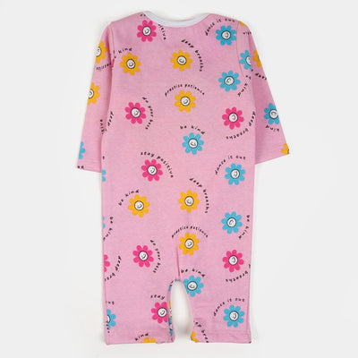 Infant Girls Knitted Romper Flower - Pink