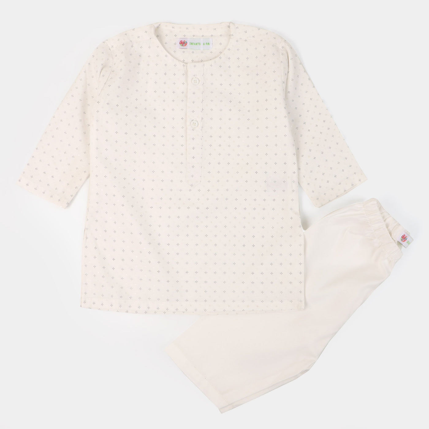 Infant Boys Kurta Pajama Dots | Off White