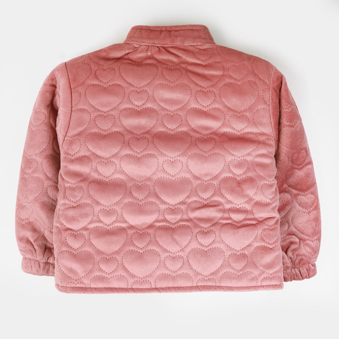 Infant Girls Quilted Jacket Hearts - Pink