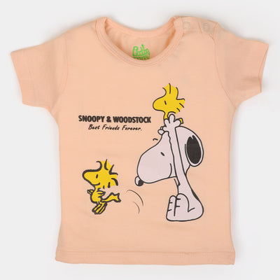 Infant Boys Cotton T-Shirt Woodstock - Peach