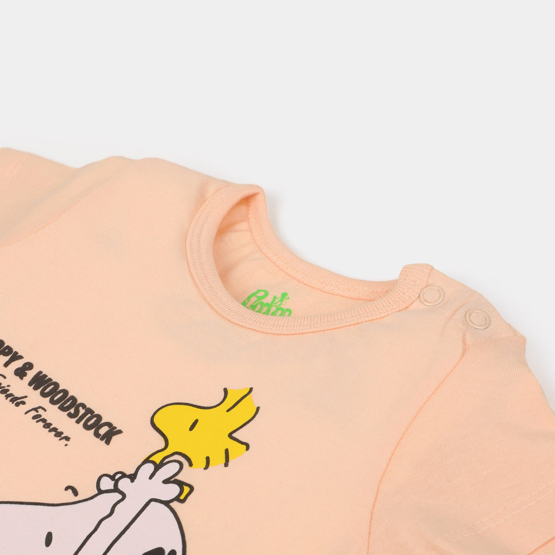 Infant Boys Cotton T-Shirt Woodstock - Peach