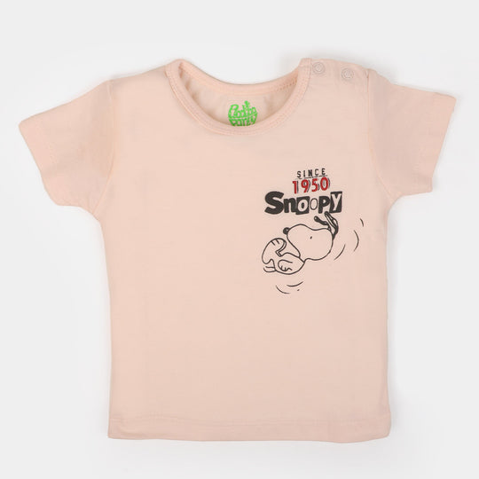 Infant Boys Cotton T-Shirt Character - Peach