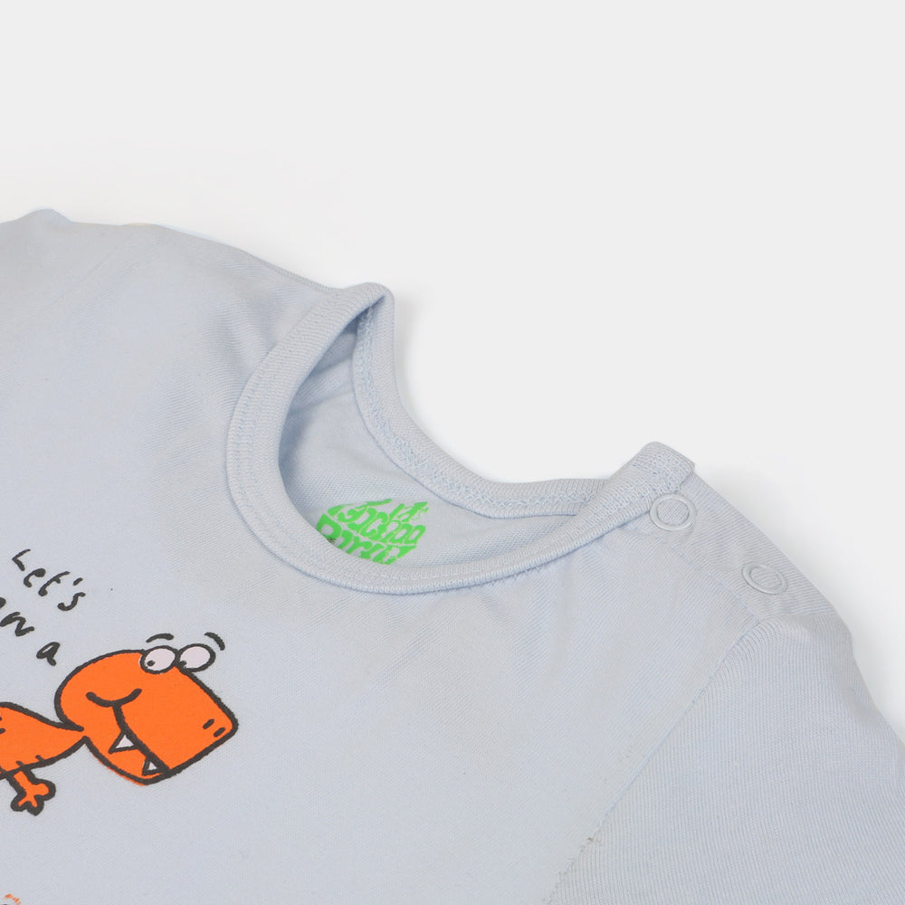 Infant Boys Cotton T-Shirt Draw Dino - Light Gray