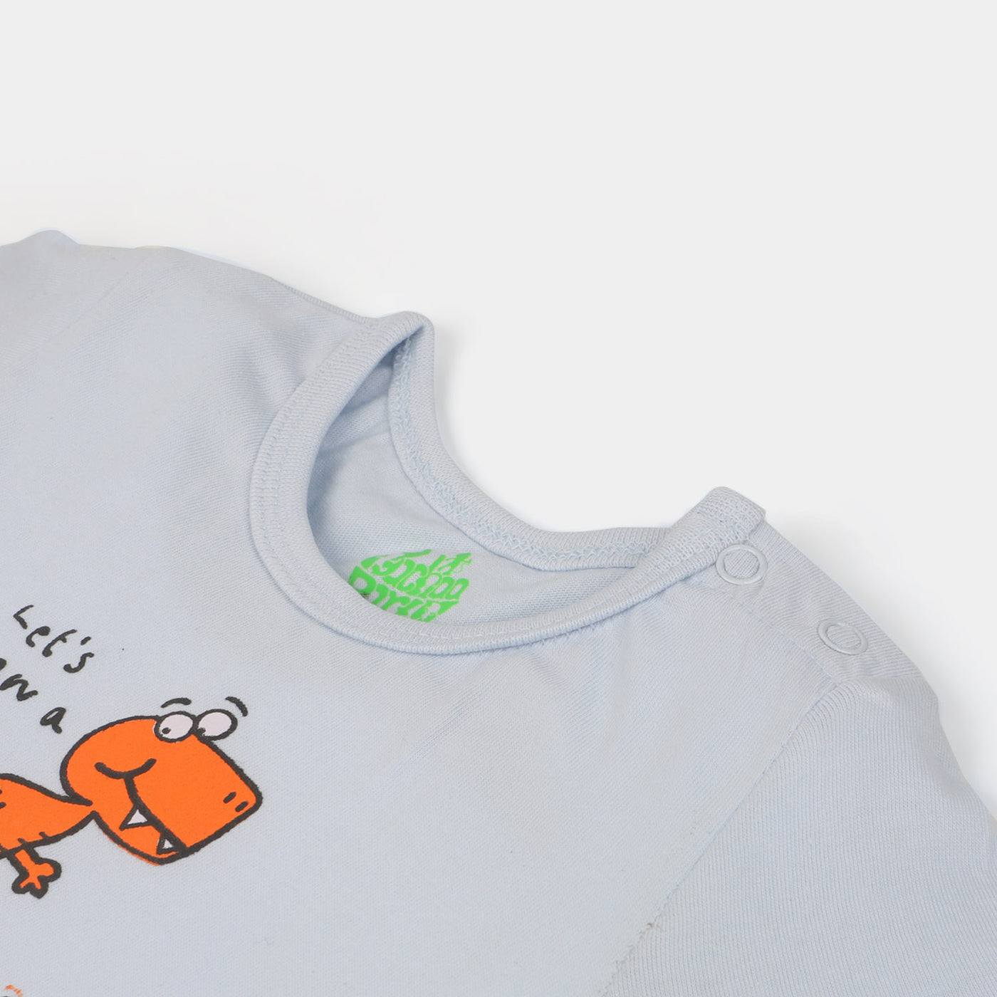 Infant Boys Cotton T-Shirt Draw Dino - Light Gray