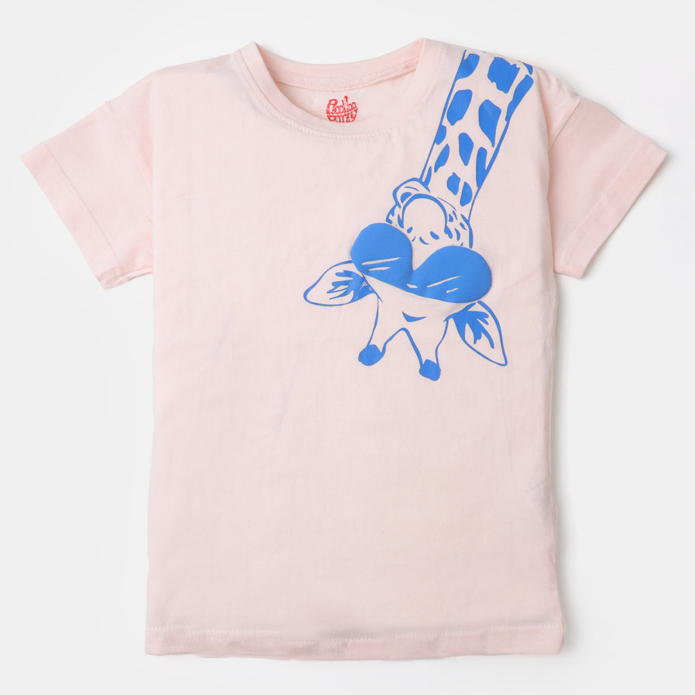 Boys Cotton T-Shirt Giraffe - Light Pink