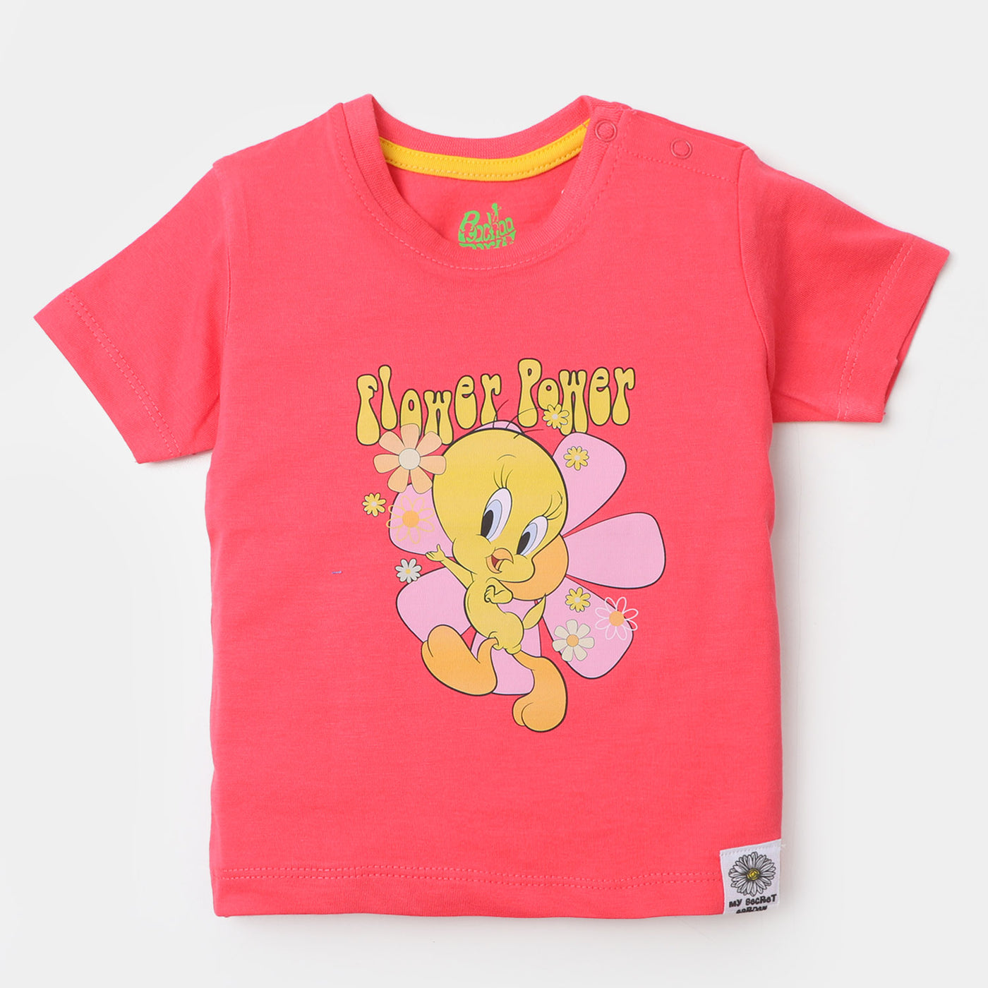 Infant Girls Cotton T-Shirt Flower Power - Hot Pink