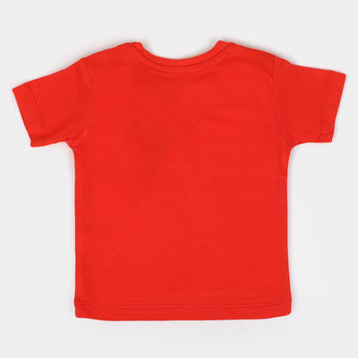 Infant Boys Cotton Round Neck T-Shirt Skate - Red