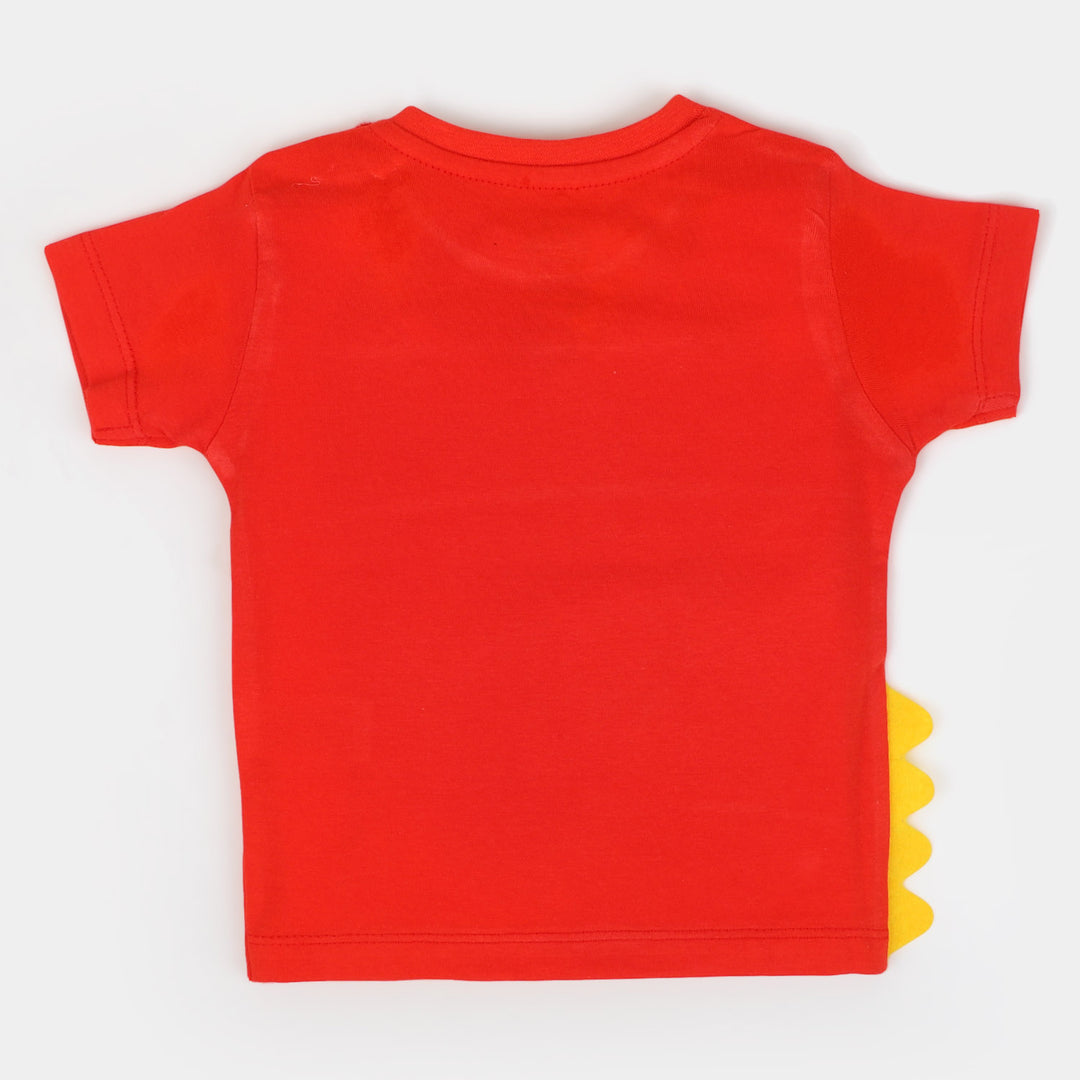 Infant Boys Cotton Round Neck T-Shirt Handsome - Red