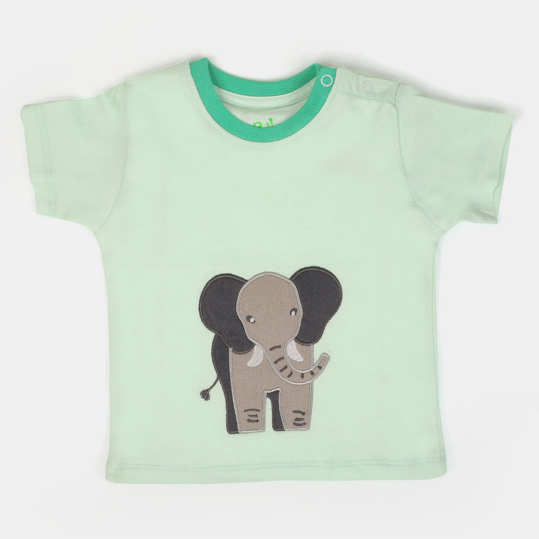 Infant Boys Cotton Round Neck T-Shirt Elephant